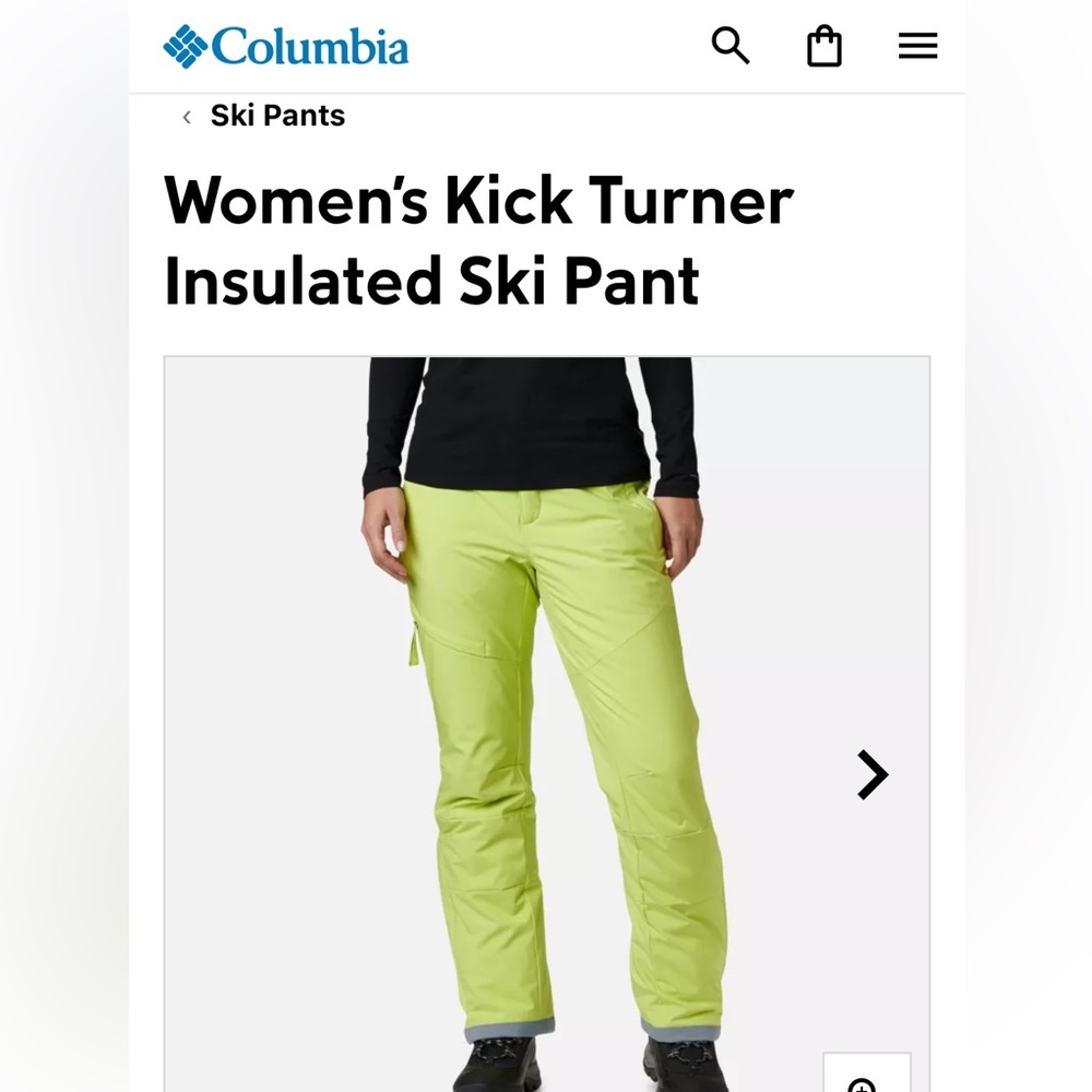 Columbia Women's Kick Turner Insulated Ski Pant in Voltage Green